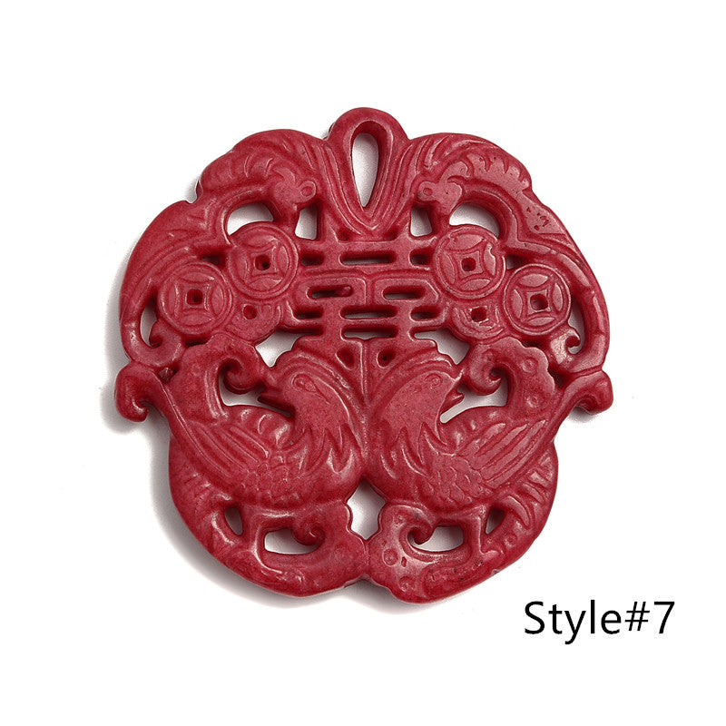 Red Jade Hand Carved Pendant Size 60-65mm Eight Styles Sold by Piece