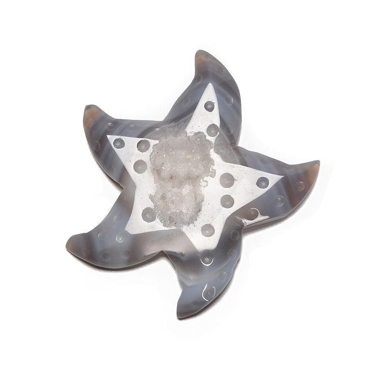 Natural Drusy Agate Hand Carved Sea Star Shape Size 70-110mm Sold By Piece