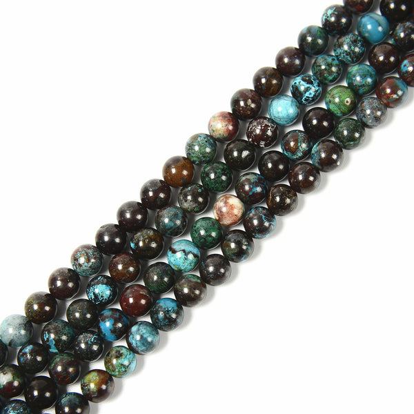 Natural Azurite Smooth Round Beads Size 6mm 8mm 15.5'' Strand