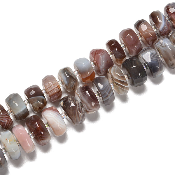 Natural Botswana Agate Faceted Rondelle Wheel Beads Size 13-15mm 15.5'' Strand