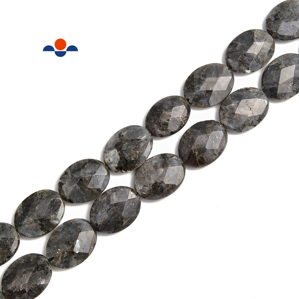 Larvikite Labradorite Faceted Flat Oval Shape Beads 13x18mm 15x20mm 15.5" Strand