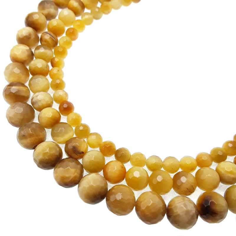 golden Tiger's eye faceted round beads