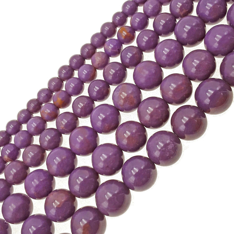 purple phosphosiderite smooth round beads 