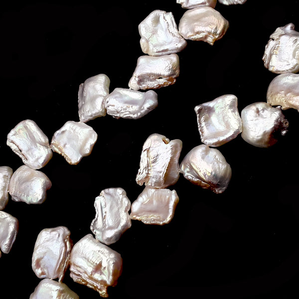 Fresh Water Pearl White Keshi Biwa Corn Flakes Beads 15-16mm 14" Strand