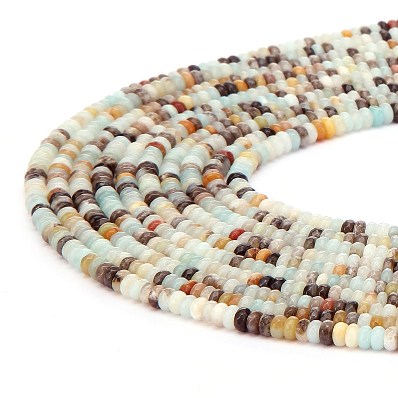 multi color amazonite faceted rondelle beads 