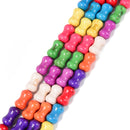 Multi Color Howlite Turquoise Side Drill Dog Bone Beads Size 8x13mm 15.5'' Str