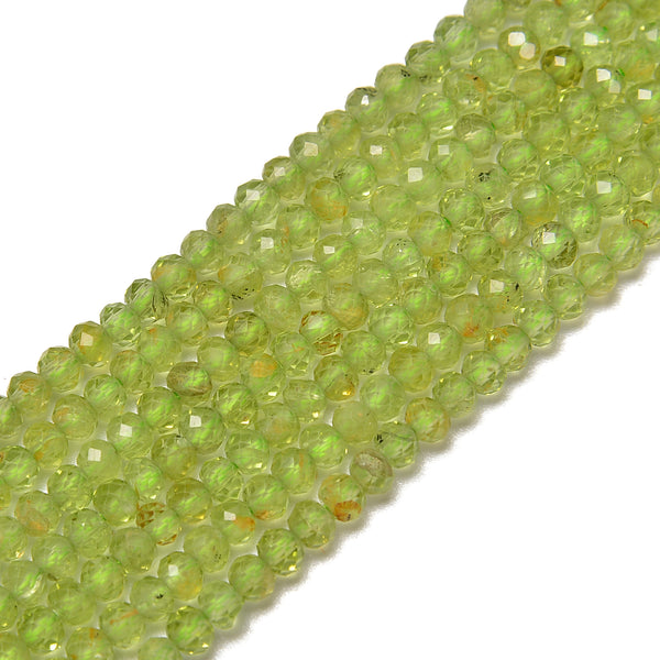 Natural Peridot Faceted Rondelle Beads Size 2.5x4mm 15.5'' Strand