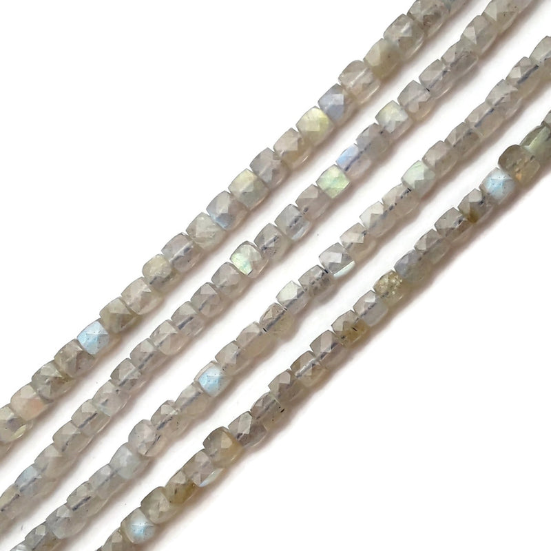 Labradorite Faceted Square Dice Cube Beads 4.5mm 15.5" Strand