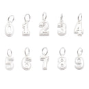 925 Sterling Silver Number Zero to Nine Pendant Charm Size 8x10mm 6 Pcs Per Bag