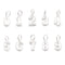 925 Sterling Silver Number Zero to Nine Pendant Charm Size 8x10mm 6 Pcs Per Bag