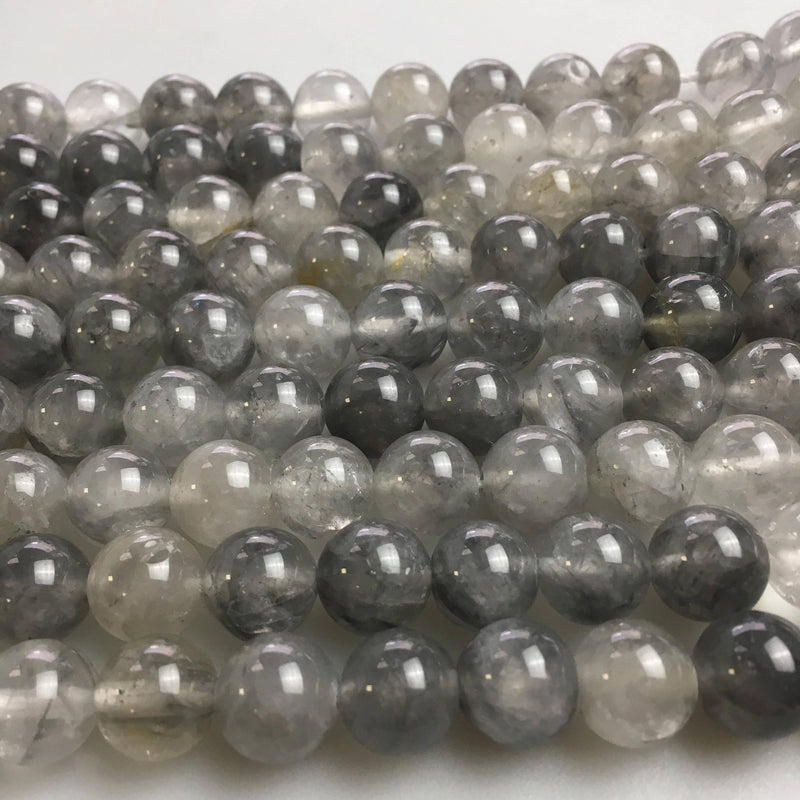 cloudy quartz smooth round beads 