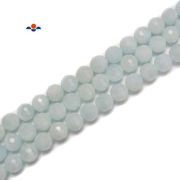 Light Blue Chatoyant Celestite Faceted Round Beads Size 6mm 8mm 15.5'' Strand