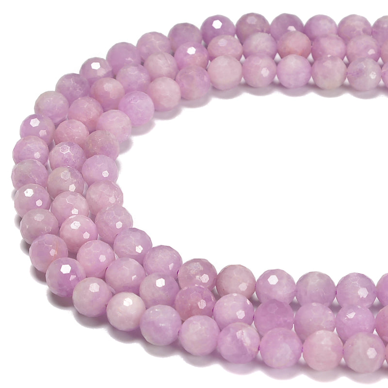 High Quality Natural Kunzite Faceted Round Beads Size 8mm 10mm 15.5'' Strand
