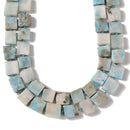 Natural Larimar Matte Square Beads Size 11-13mm 15.5'' Strand
