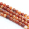 red Striped agate matte round beads