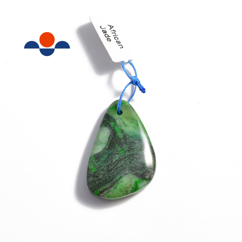 green african jade teardrop or irregular shape pendant 
