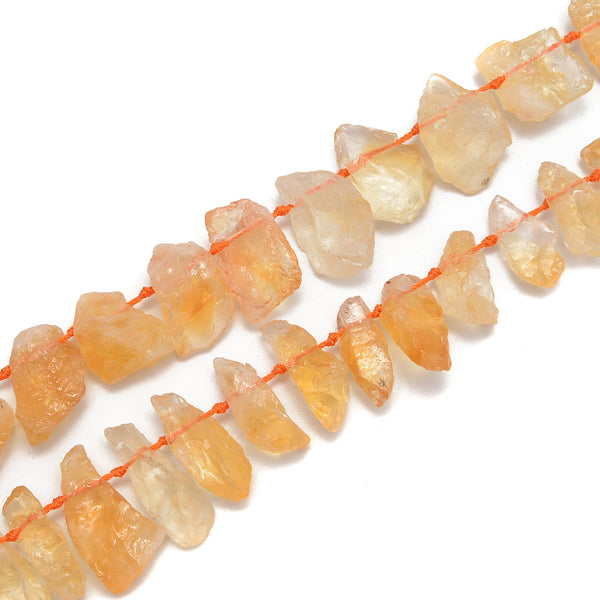Citrine Rough Nugget Chunks Top Drill Points Beads Approx 15x20mm 15.5" Strand