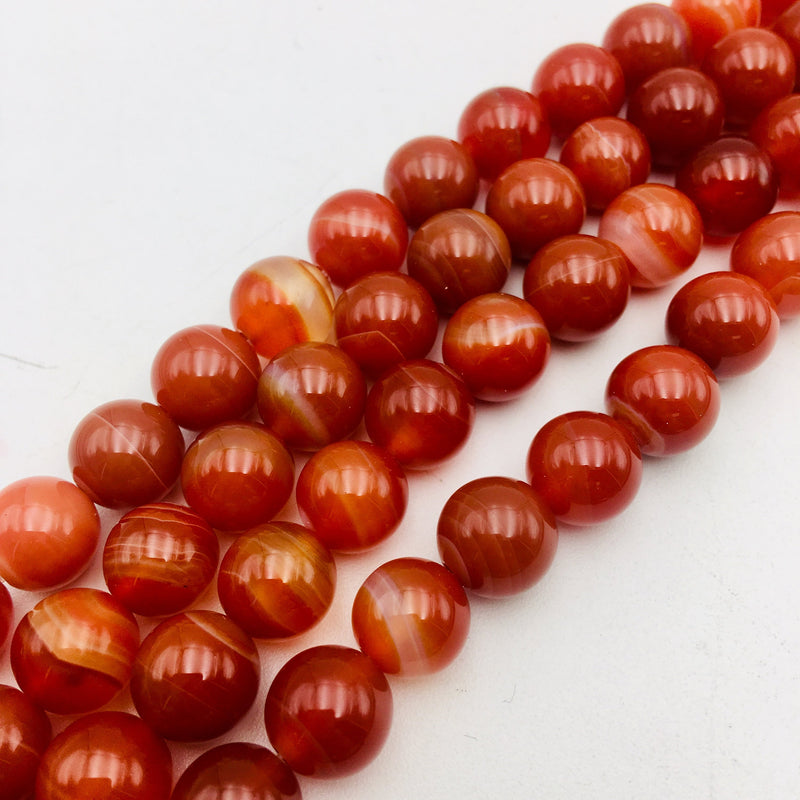 natural red Striped agate smooth round bracelet
