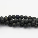 large hole black Striped agate matte round beads