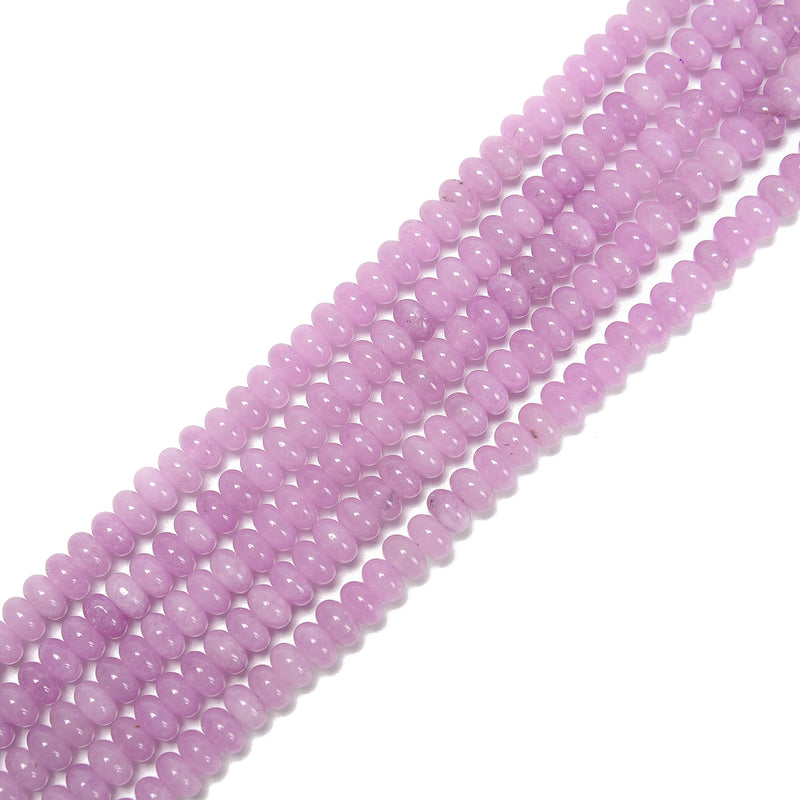 Kunzite Color Dyed Jade Smooth Rondelle Beads Size 5x8mm 15.5'' Strand