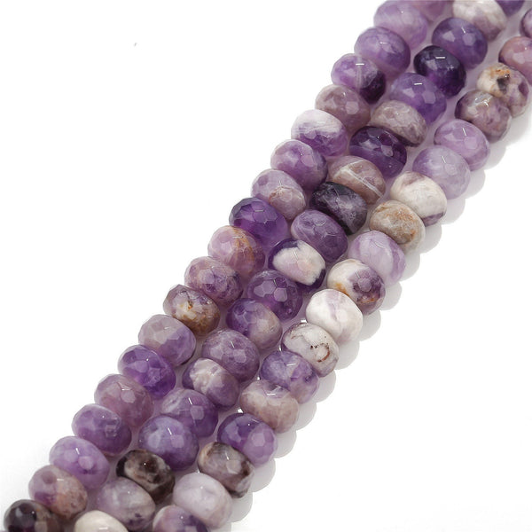 Teeth Amethyst Faceted Rondelle Beads 4x6mm 5x8mm 6x10mm 7x12mm 15.5" Strand