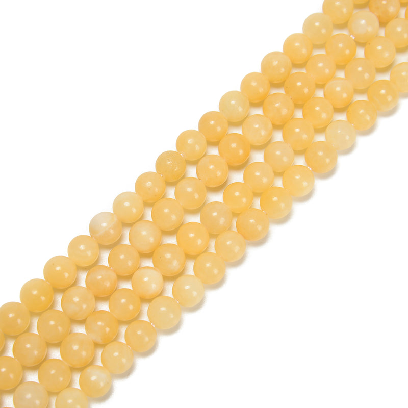 Natural Yellow Jade Smooth Round Beads Size 6mm 8mm 10mm 15.5'' Strand