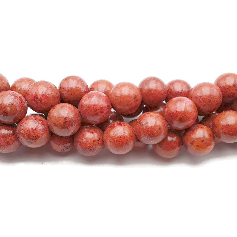 Red Sponge Coral Smooth Round Beads 12mm 15.5" Strand