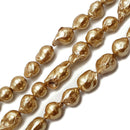 Gold Coated Fresh Water Pearl Baroque Flameball Beads Approx 16x20mm 15.5"Strand