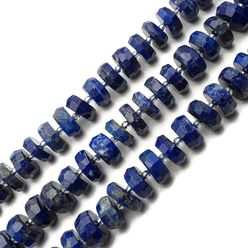 Natural Lapis Faceted Rondelle Wheel Discs Beads 6x12mm 15.5" Strand