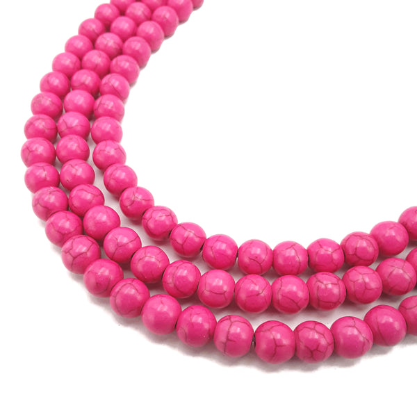 pink howlite turquoise smooth round beads