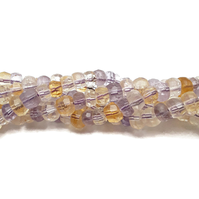 Natural Ametrine Faceted Rondelle Beads Approx 5x8mm 15.5" Strand