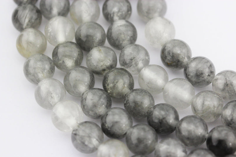 large hole cloudy quartz smooth round beads