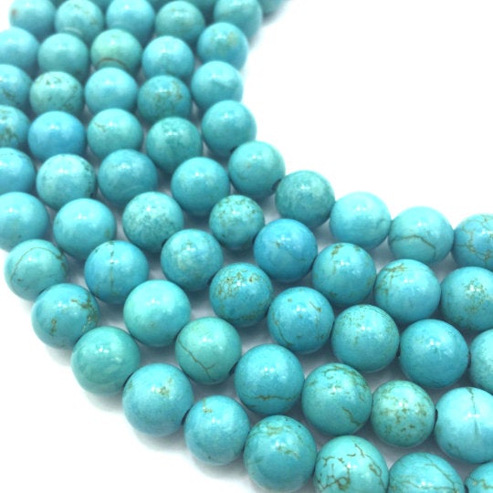 large hole blue turquoise beads smooth round beads