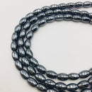 natural gray hematite smooth rice shape beads 