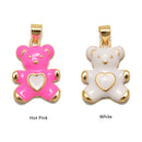 10PCS Mix Color Enamel Gold Color Heart Bear Charms Pendant Size 15x20mm