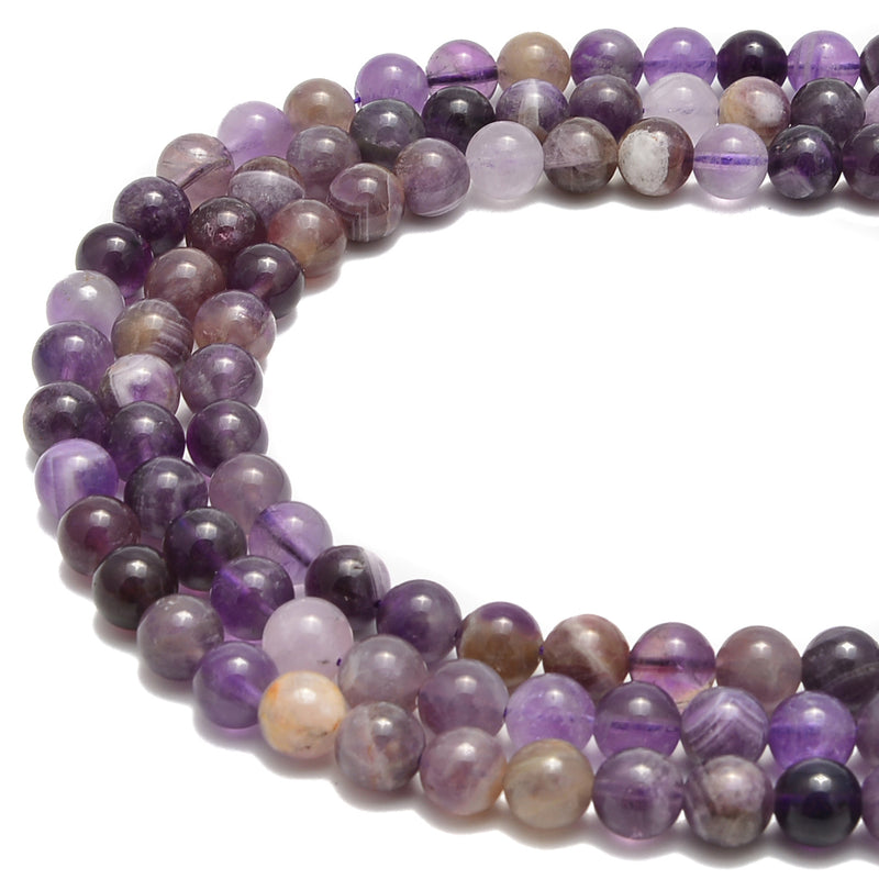Natural Amethyst Round Beads Strand - 6mm, 7mm, Or 8mm, 15.5 Inch, Glossy Finish