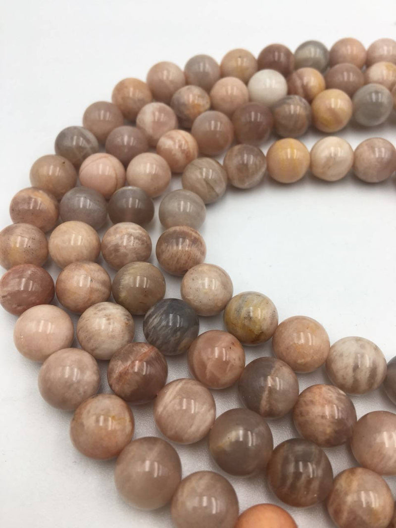 peach moonstone smooth round beads