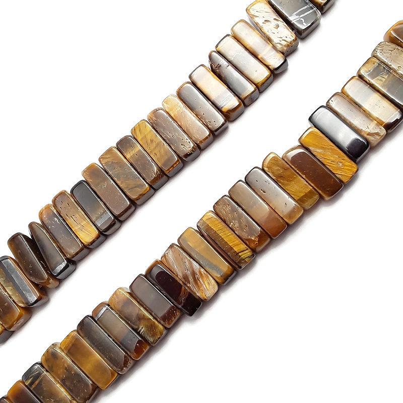 yellow Tiger's eye rectangle slice piano key Points beads
