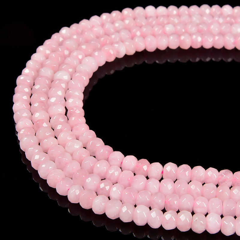 rose quartz faceted rondelle beads 