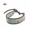 Natural Amazonite Stone Round Tube Leather Wrap Bracelet