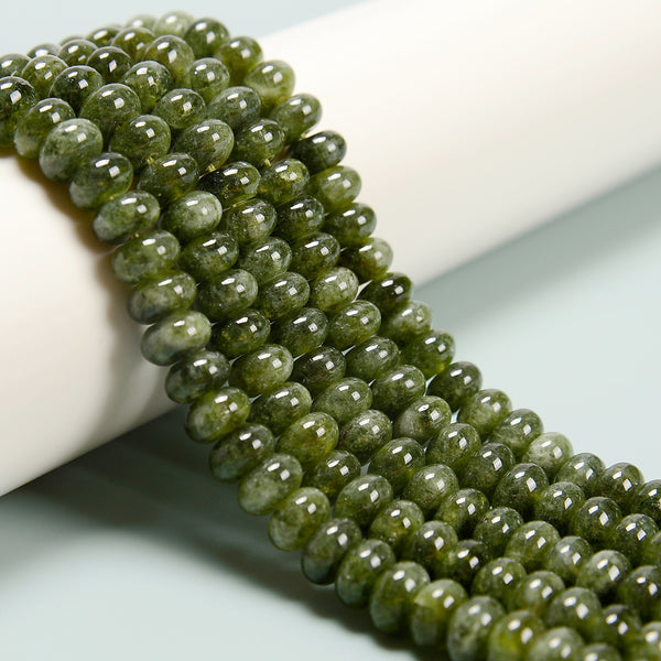 Green Apatite Color Dyed Jade Smooth Rondelle Beads Size 5x8mm 15.5'' Strand