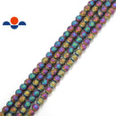 Rainbow Plated Hematite Faceted Matte Round Beads 4mm 15.5" Strand