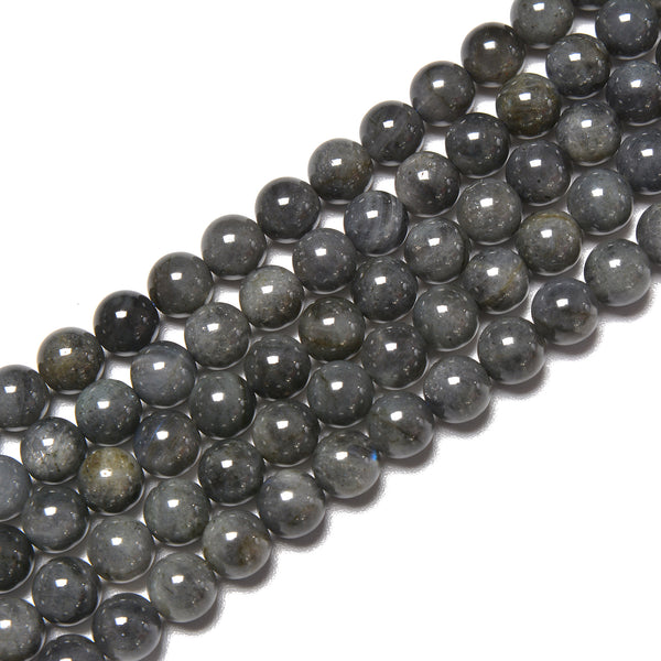 Natural Black Labradorite Smooth Round Beads Size 6mm 8mm 10mm 15.5'' Strand