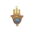 hamsa hand charm gold rose gold plated copper with micro pave clear zircon